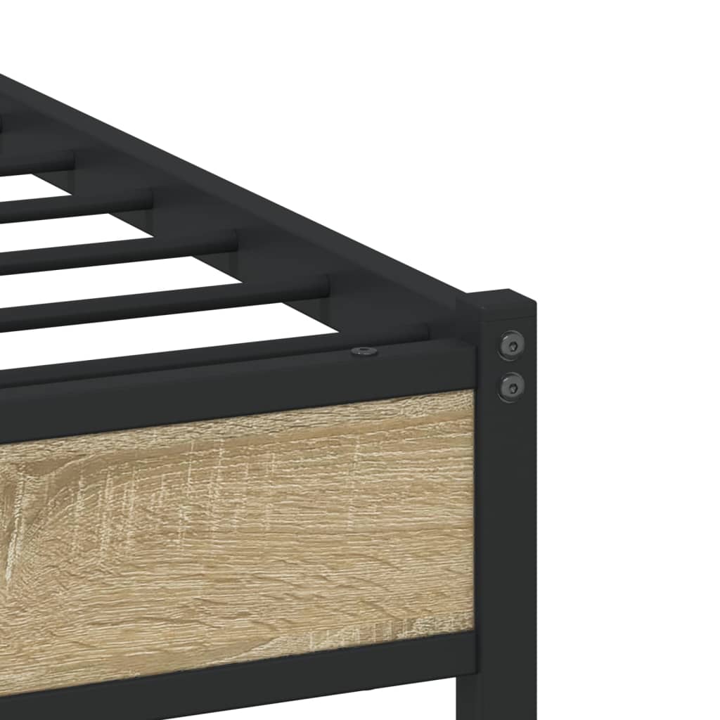 Metallbett ohne Matratze Sonoma-Eiche 140x190 cm