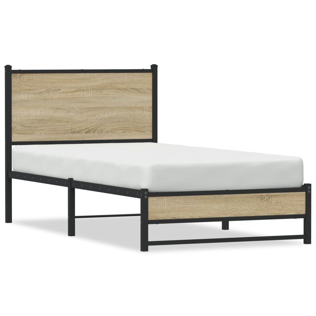 Metallbett ohne Matratze Sonoma-Eiche 75x190 cm