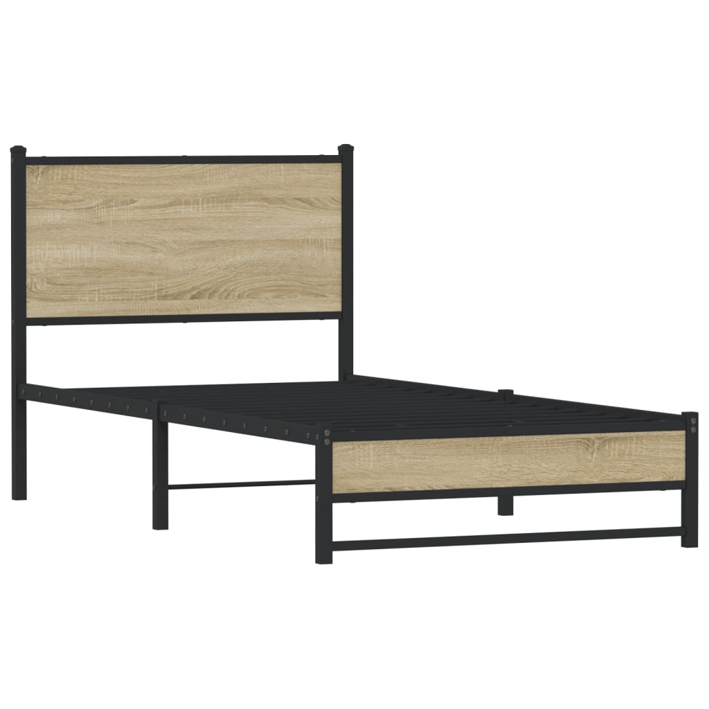 Metallbett ohne Matratze Sonoma-Eiche 75x190 cm