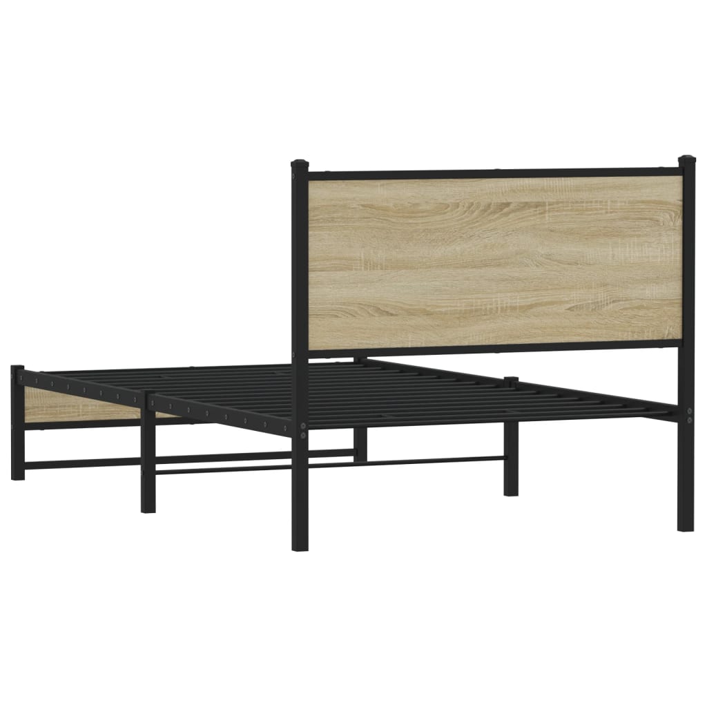 Metallbett ohne Matratze Sonoma-Eiche 107x203 cm