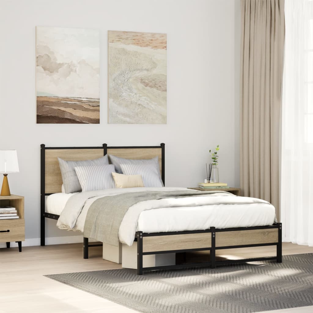Metallbett ohne Matratze Sonoma-Eiche 120x190 cm