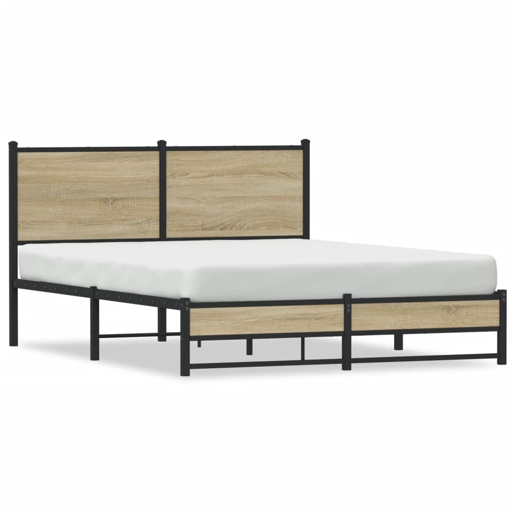 Metallbett ohne Matratze Sonoma-Eiche 137x190 cm