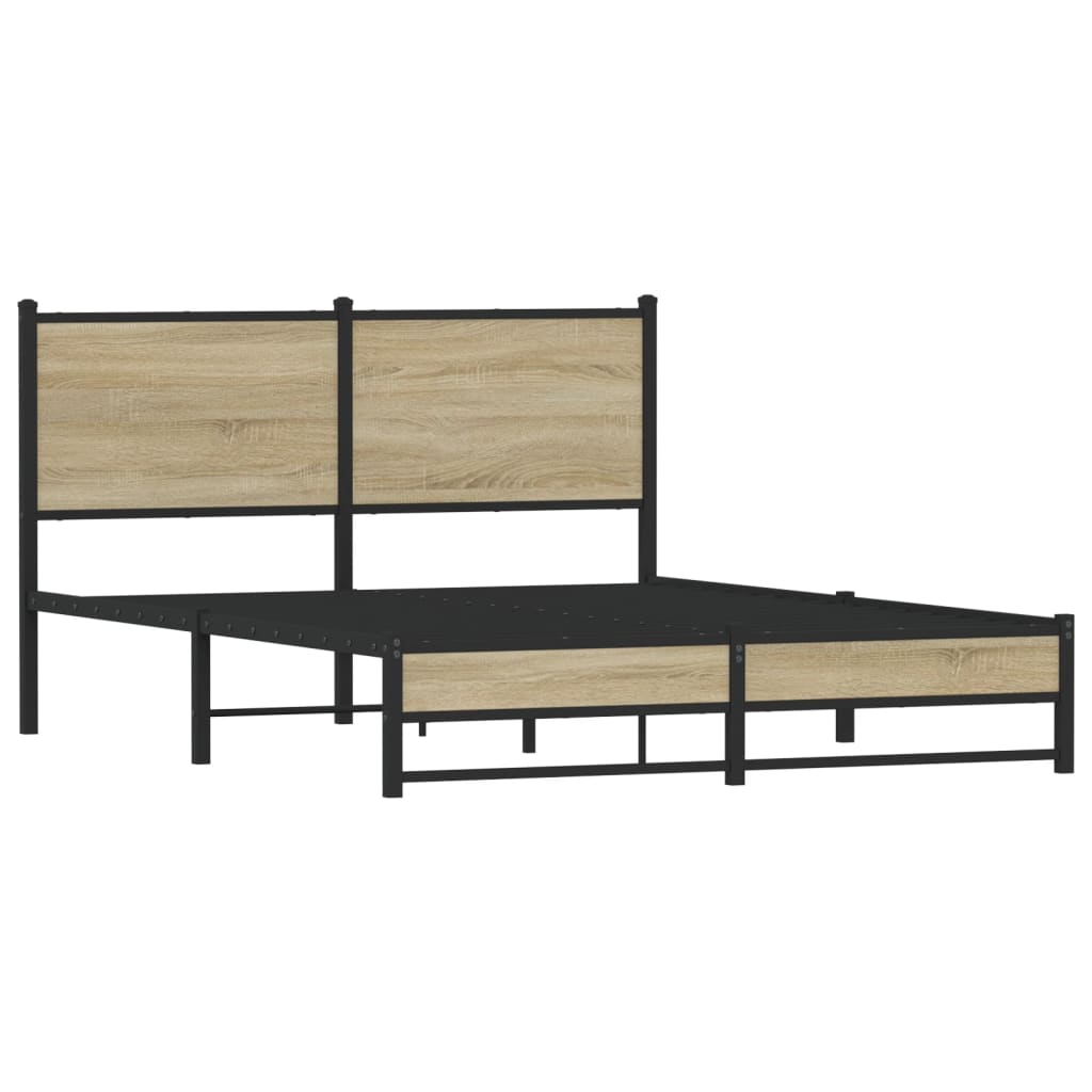 Metallbett ohne Matratze Sonoma-Eiche 137x190 cm