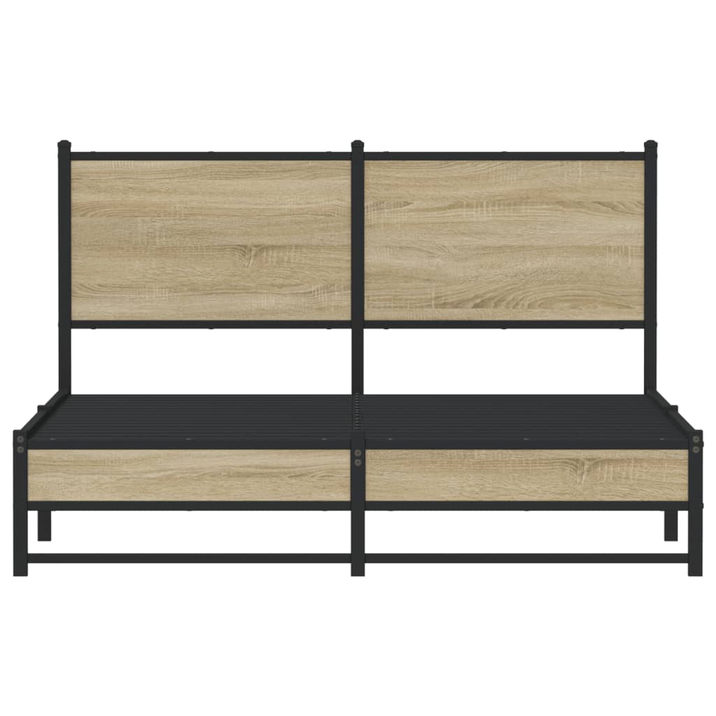 Metallbett ohne Matratze Sonoma-Eiche 137x190 cm