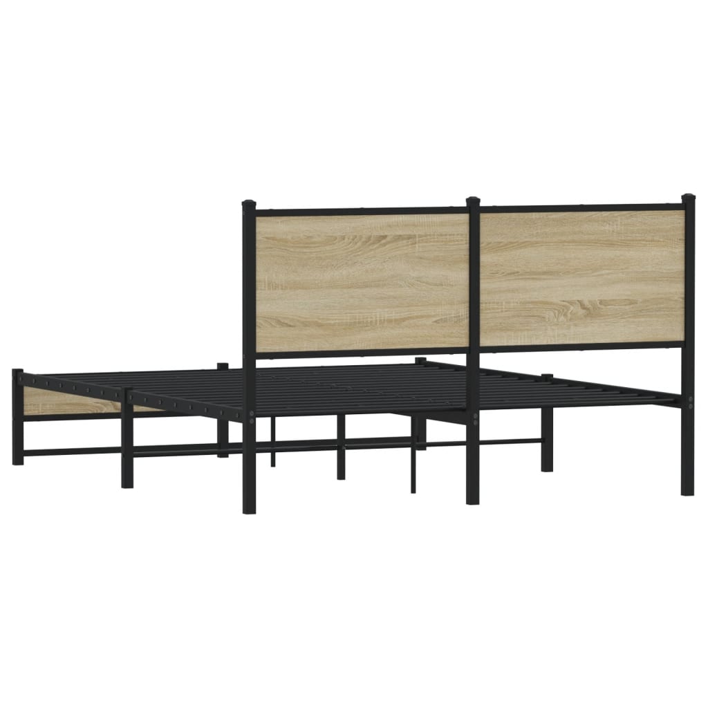 Metallbett ohne Matratze Sonoma-Eiche 137x190 cm