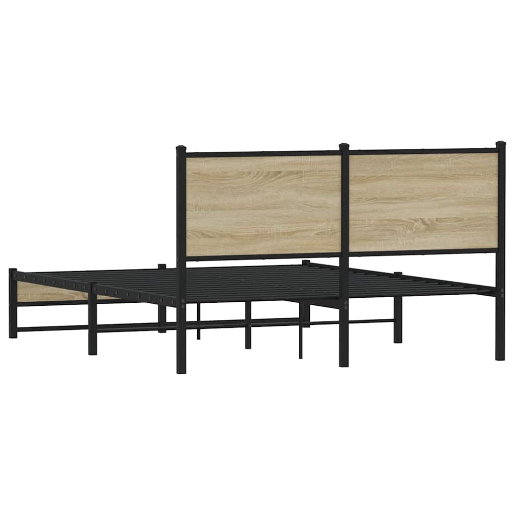 Metallbett ohne Matratze Sonoma-Eiche 150x200 cm