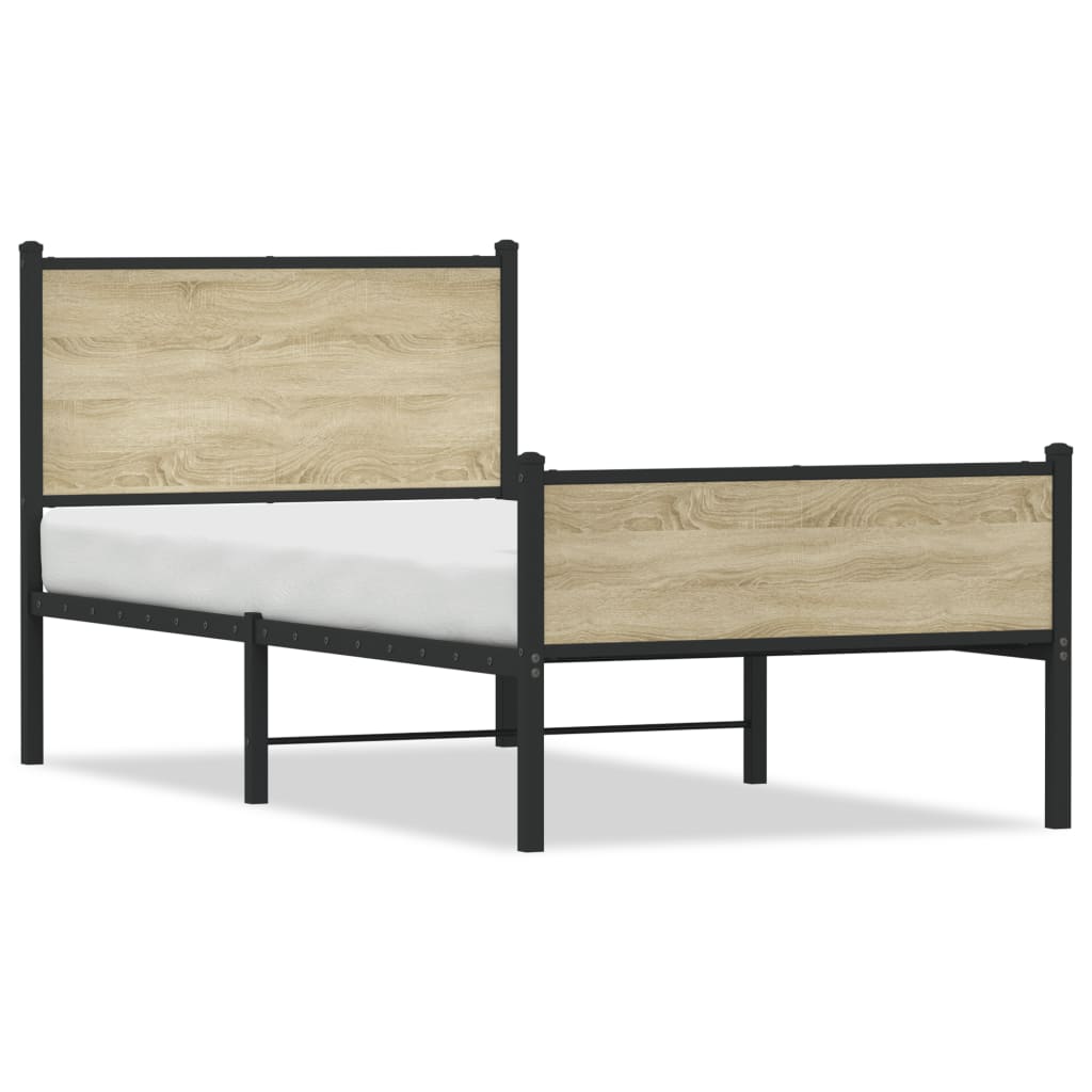 Metallbett ohne Matratze Sonoma-Eiche 75x190 cm