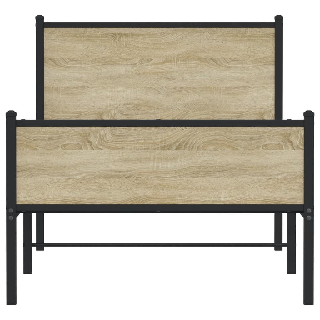 Metallbett ohne Matratze Sonoma-Eiche 75x190 cm