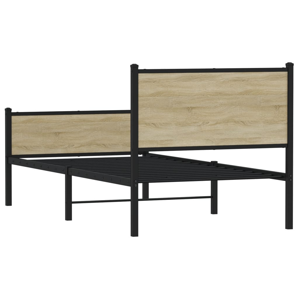 Metallbett ohne Matratze Sonoma-Eiche 75x190 cm