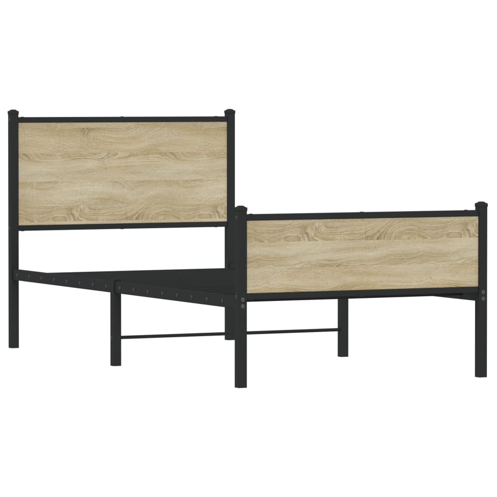 Metallbett ohne Matratze Sonoma-Eiche 90x200 cm
