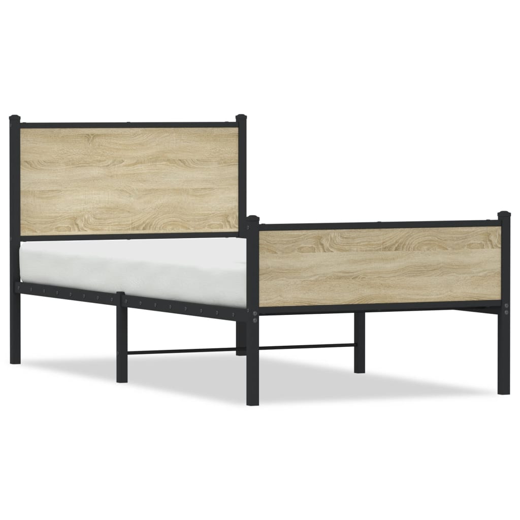 Metallbett ohne Matratze Sonoma-Eiche 100x190 cm