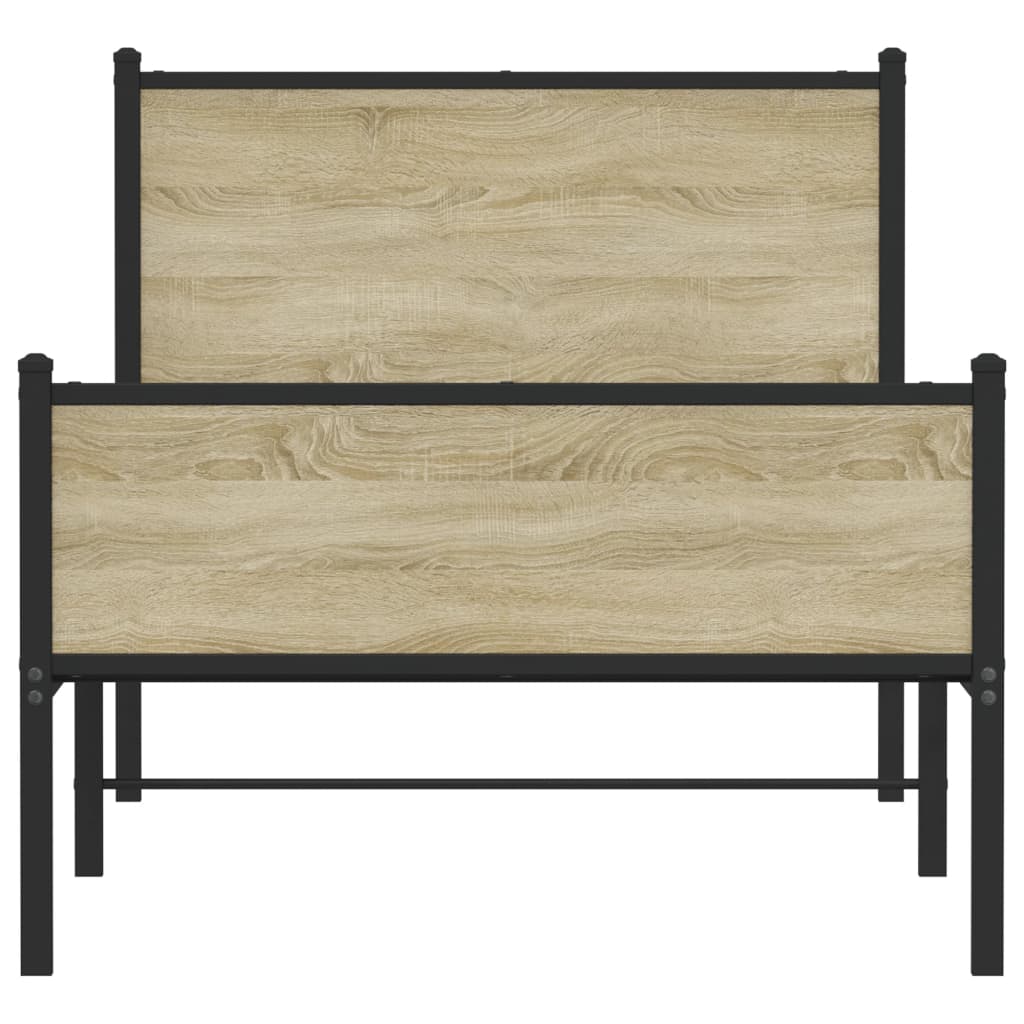 Metallbett ohne Matratze Sonoma-Eiche 100x190 cm
