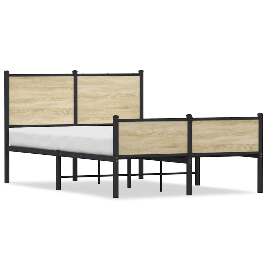 Metallbett ohne Matratze Sonoma-Eiche 120x200 cm