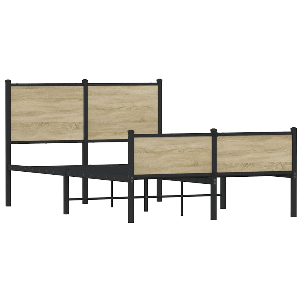 Metallbett ohne Matratze Sonoma-Eiche 120x200 cm