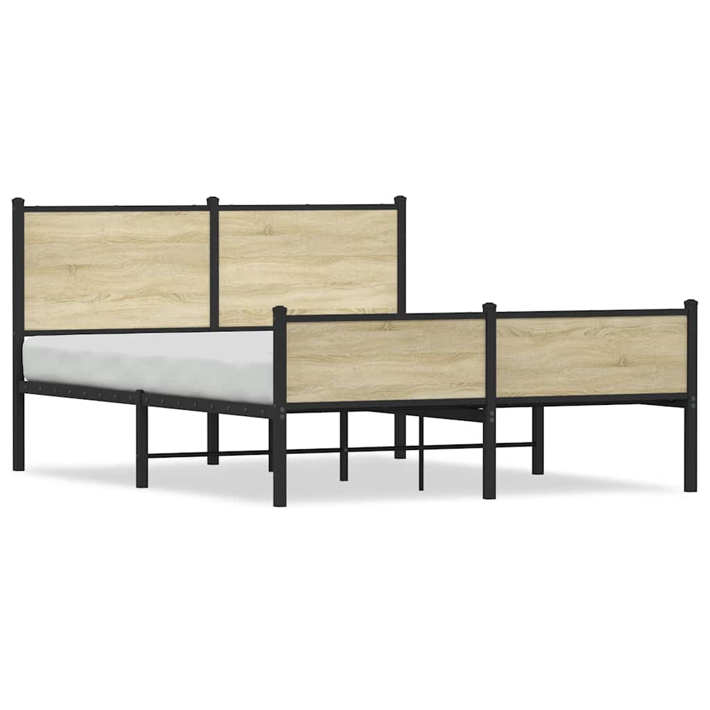 Metallbett ohne Matratze Sonoma-Eiche 140x190 cm