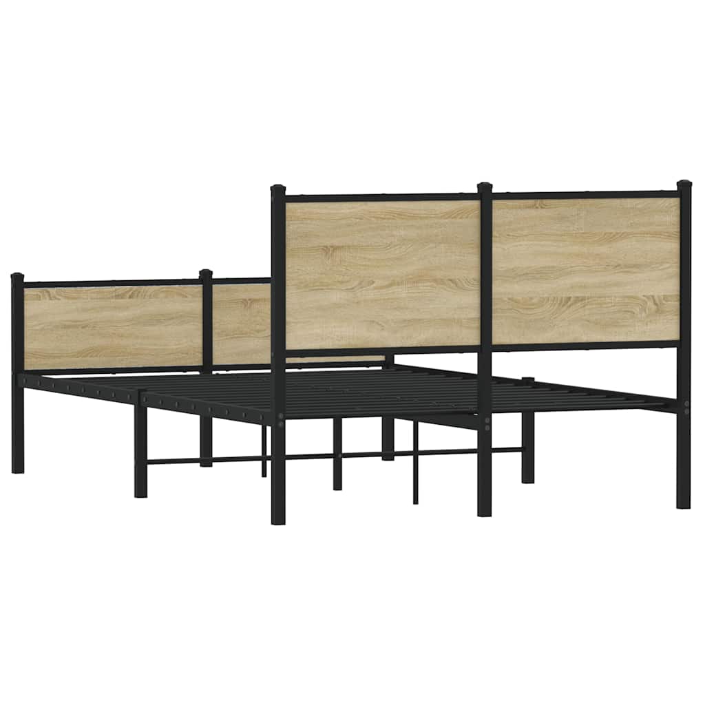 Metallbett ohne Matratze Sonoma-Eiche 140x190 cm