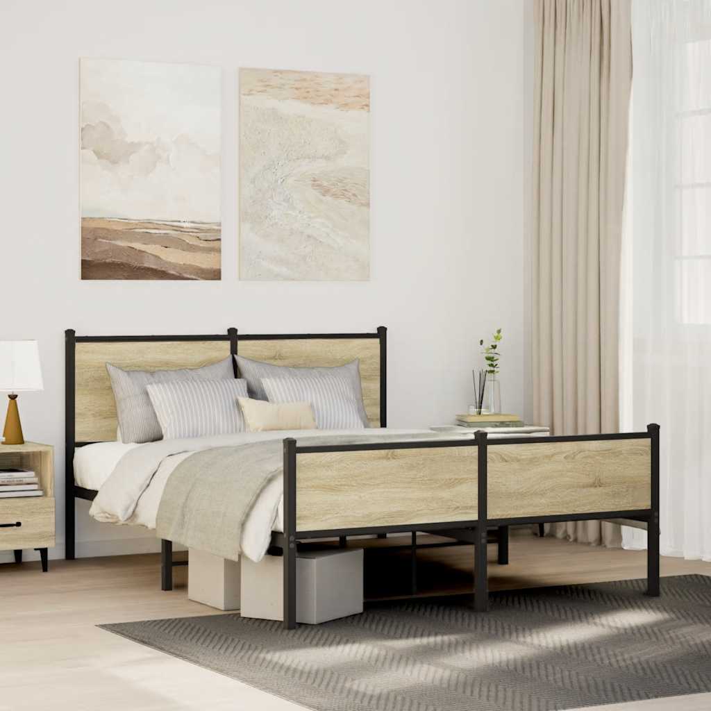 Metallbett ohne Matratze Sonoma-Eiche 140x190 cm