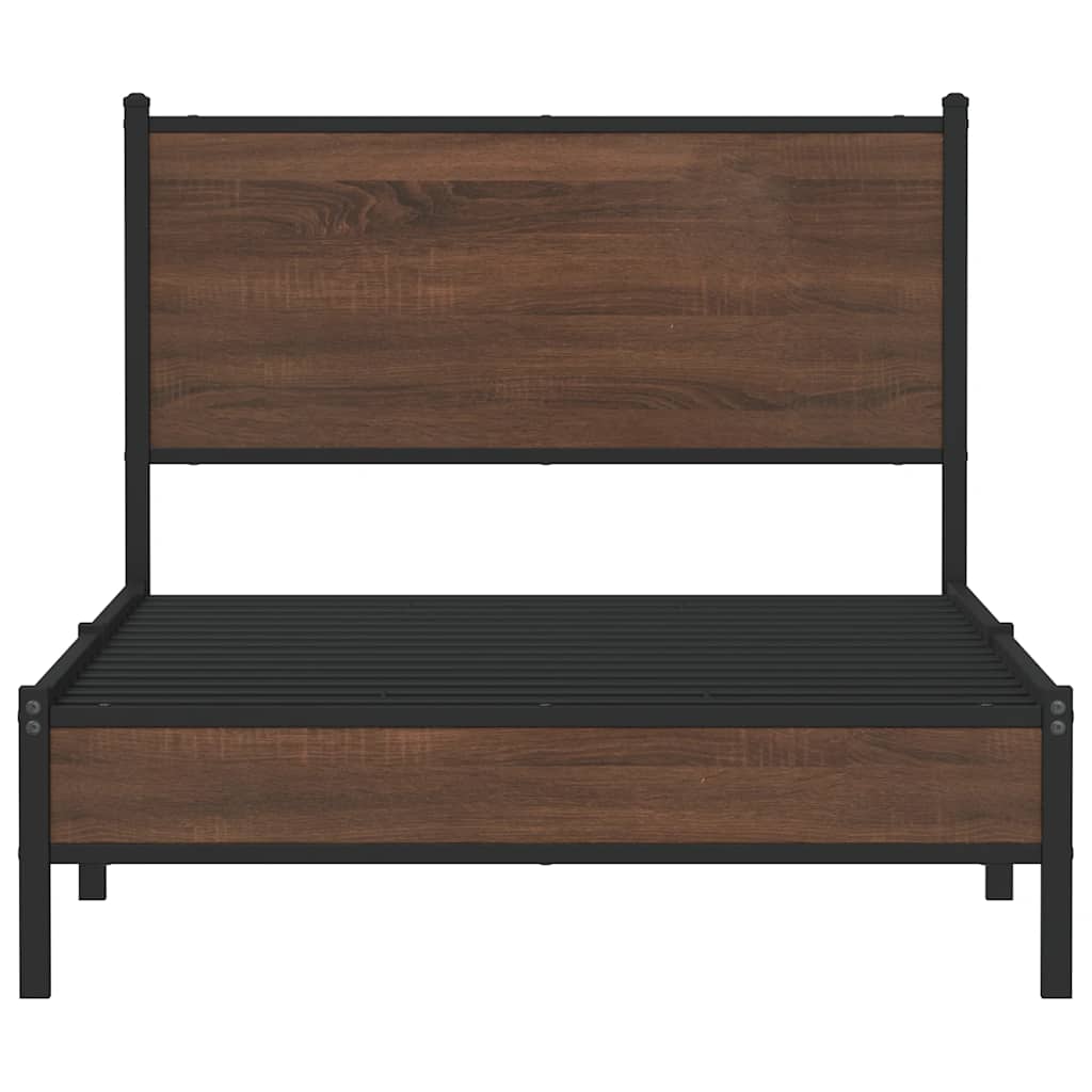 Metallbett ohne Matratze Braun Eichen-Optik 100x200 cm