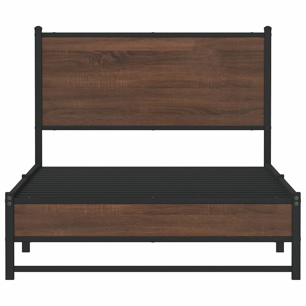 Metallbett ohne Matratze Braun Eichen-Optik 100x200 cm