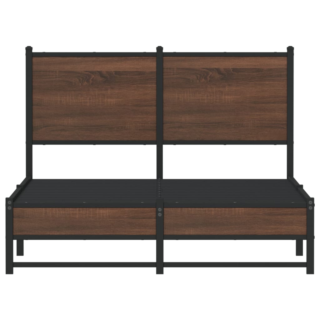 Metallbett ohne Matratze Braun Eichen-Optik 120x190 cm