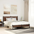 Metallbett ohne Matratze Braun Eichen-Optik 137x190 cm