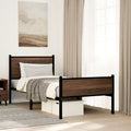 Metallbett ohne Matratze Braun Eichen-Optik 90x190 cm