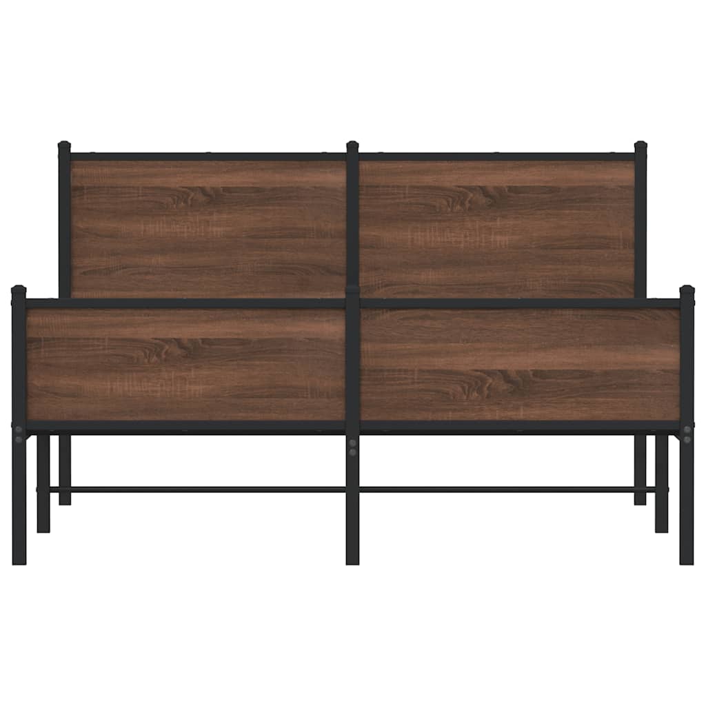 Metallbett ohne Matratze Braun Eichen-Optik 137x190 cm