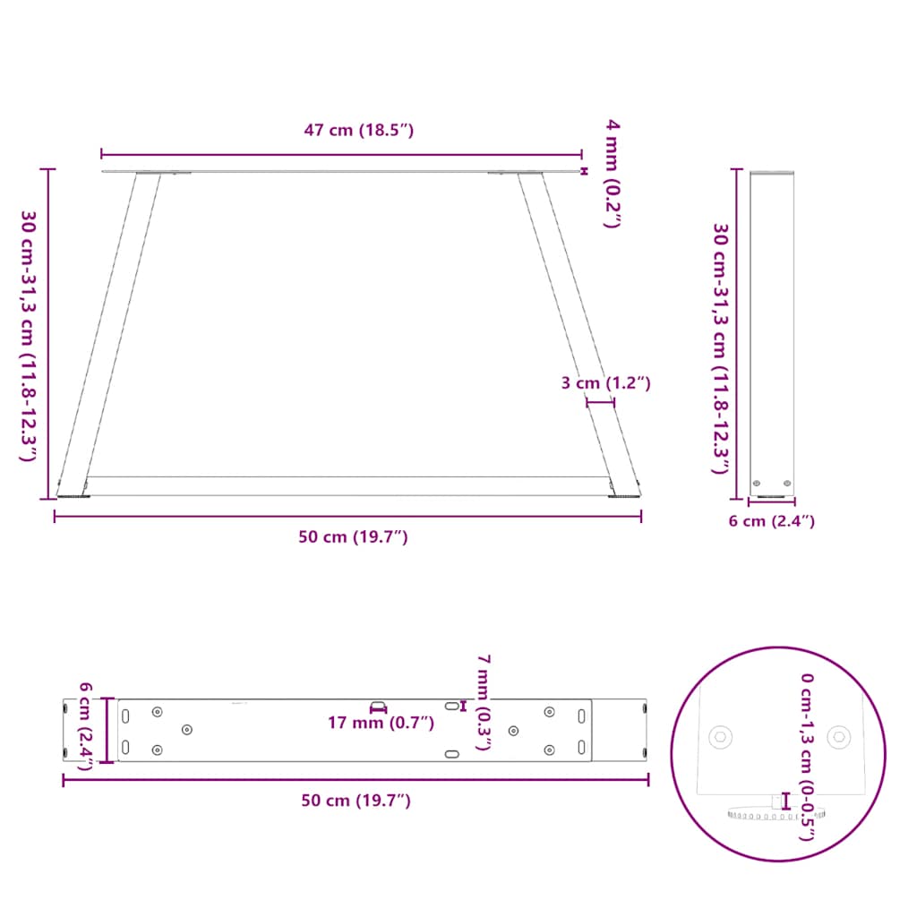 Couchtischbeine V-Form 2 Stück Weiß 50x(30-31,3) cm Stahl