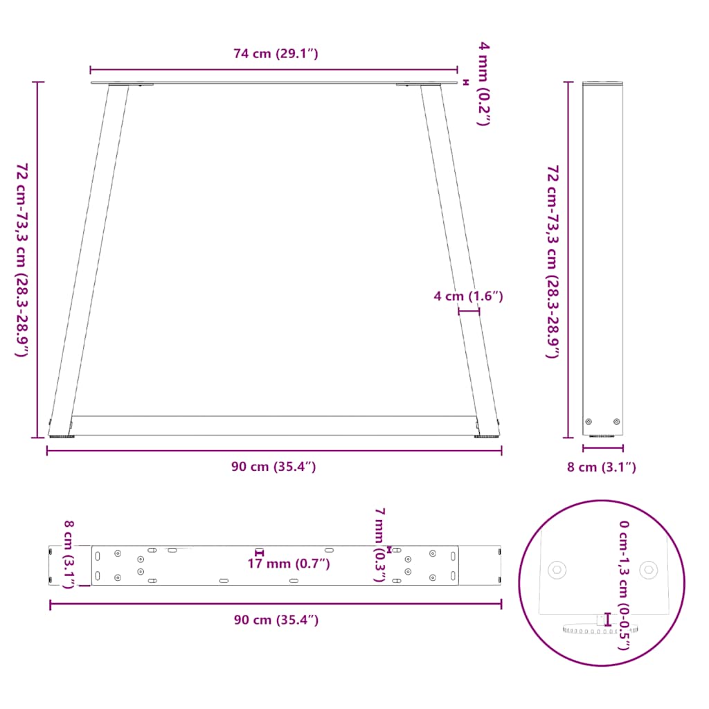 Esstischbeine V-Form 2 Stück Weiß 90x(72-73,3) cm Stahl