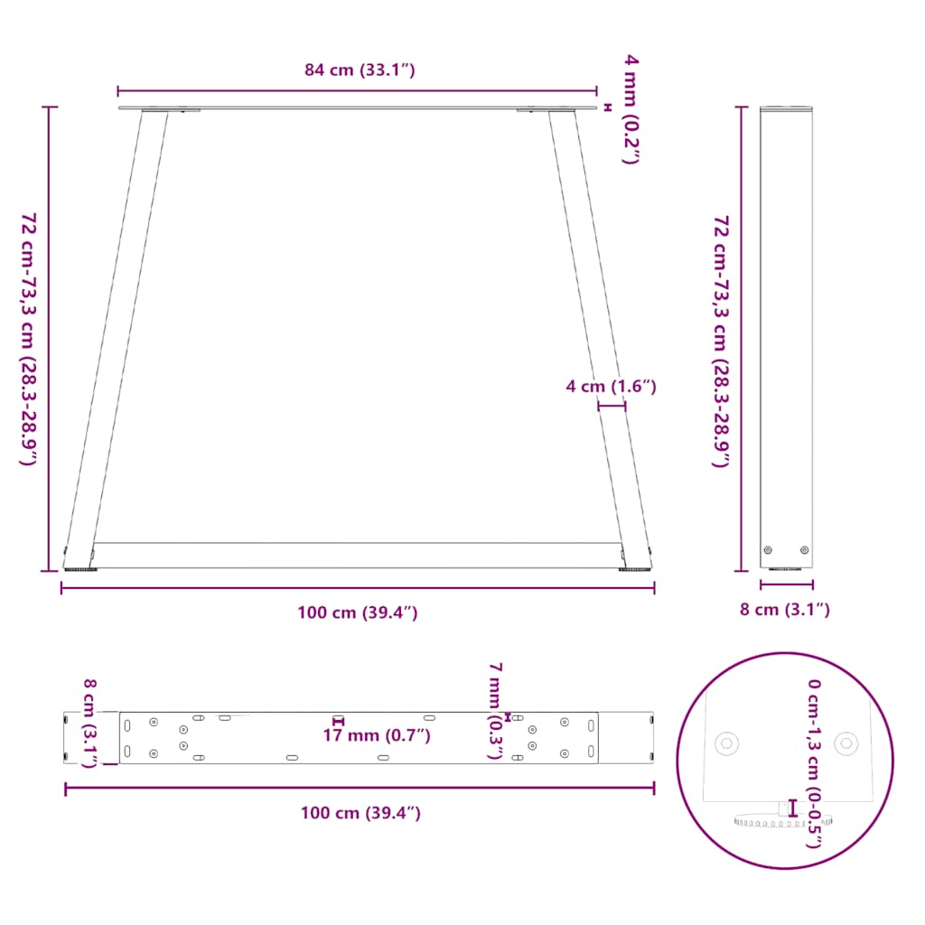 Esstisch Beine V-Form 2 Stück Schwarz 100x(72-73,3) cm Stahl