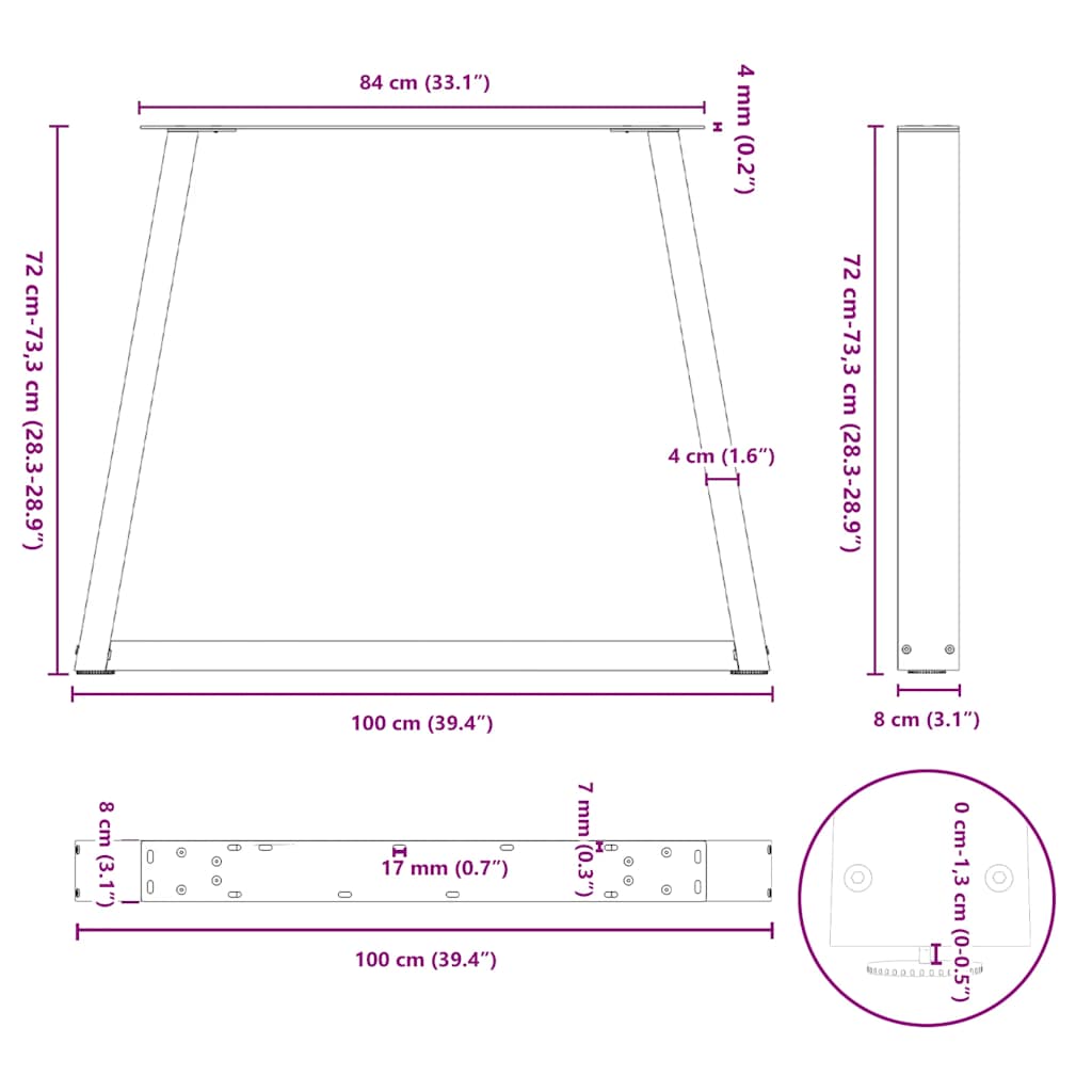 Esstischbeine V-Form 2 Stück Weiß 100x(72-73,3) cm Stahl