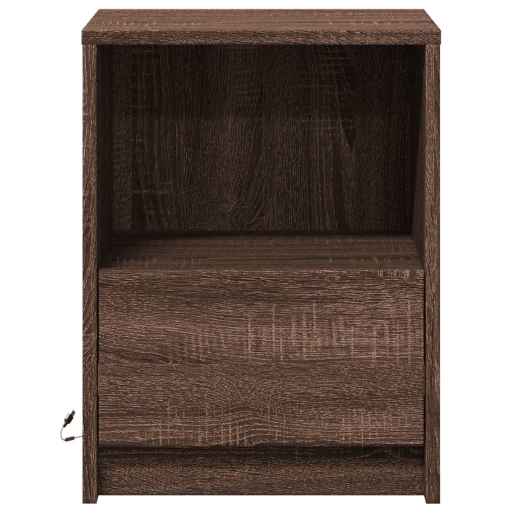 Nachttische mit LED-Leuchten 2 Stk. Braun Eiche Holzwerkstoff