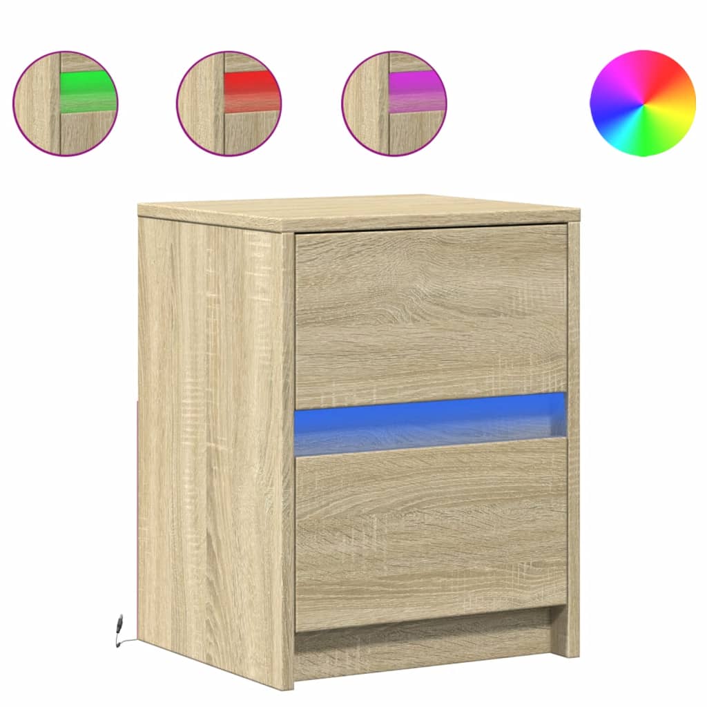 Nachttisch mit LED-Leuchten Sonoma Eiche Holzwerkstoff