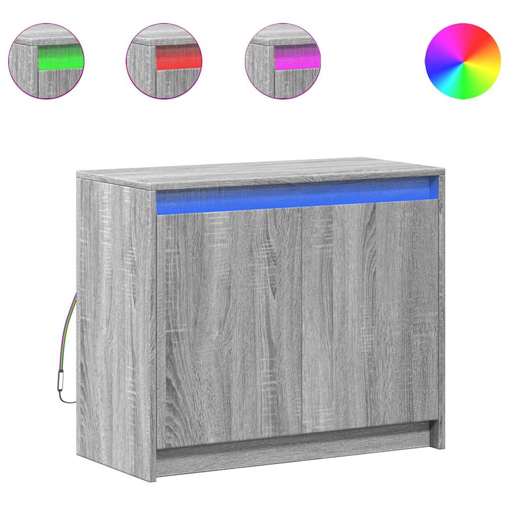 LED-Sideboard Grau Sonoma 72x34x61 cm Holzwerkstoff
