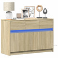 TV-Schrank mit LED-Beleuchtung Sonoma-Eiche 91x34x61 cm