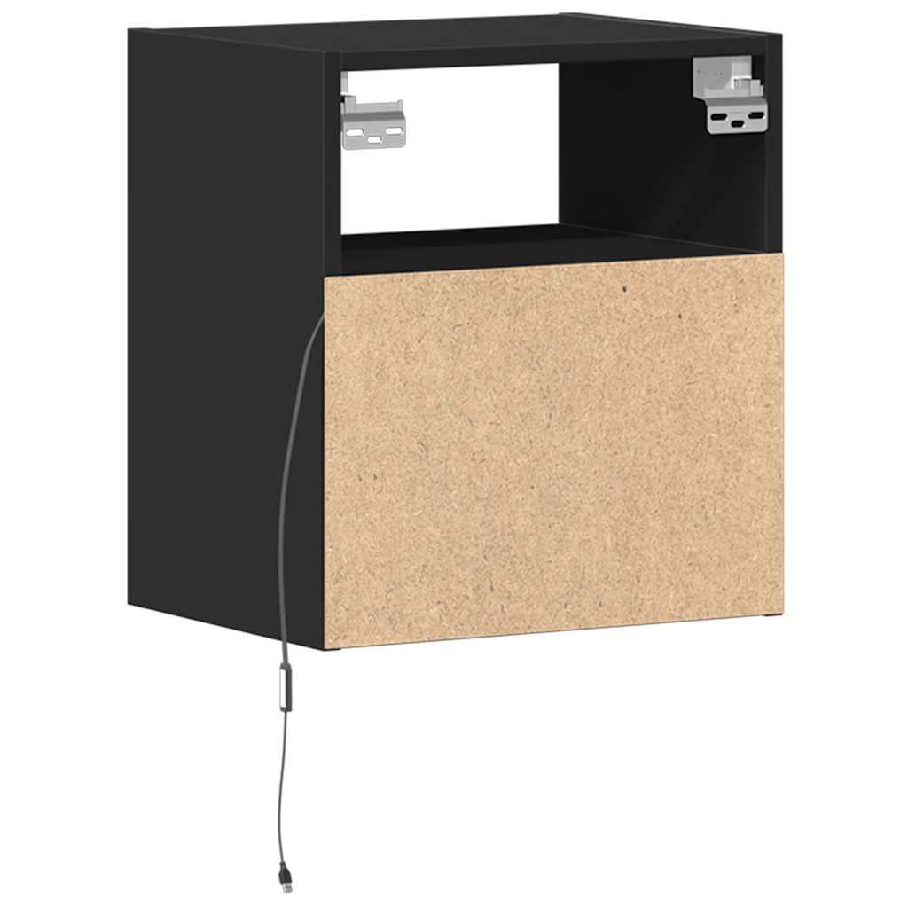 TV-Wandschränke mit LED-Beleuchtung 2 Stk. Schwarz 41x31x45 cm