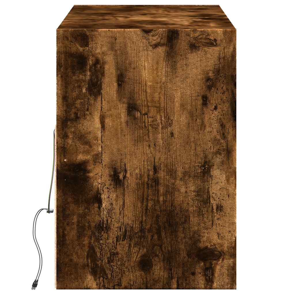 TV-Wandschrank mit LED-Beleuchtung Räuchereiche 130x31x45 cm