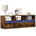 TV-Wandschrank mit LED-Beleuchtung Räuchereiche 130x31x45 cm