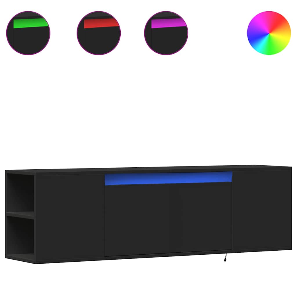 TV-Wandschrank mit LED-Beleuchtung Schwarz 135x31x39,5 cm