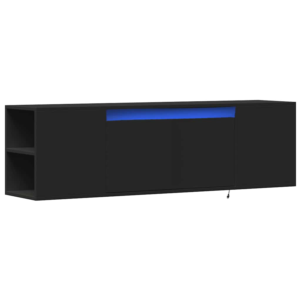 TV-Wandschrank mit LED-Beleuchtung Schwarz 135x31x39,5 cm