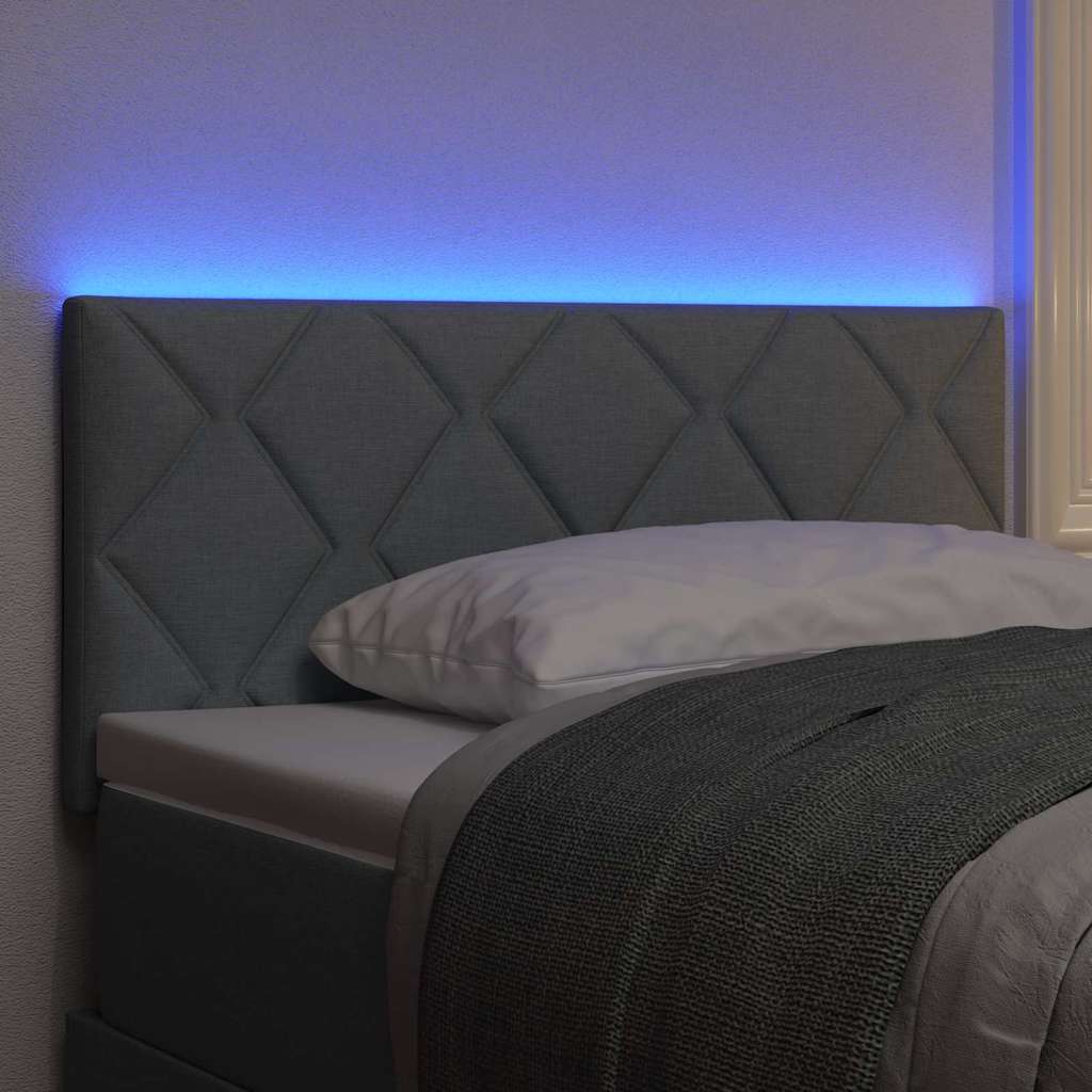 LED Kopfteil Hellgrau 90 cm Stoff