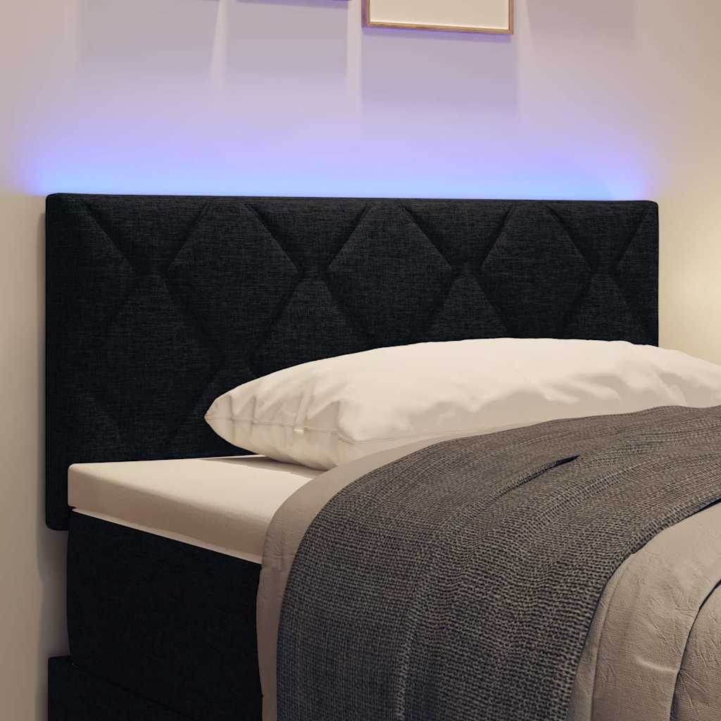 LED Kopfteil Schwarz 100 cm Stoff
