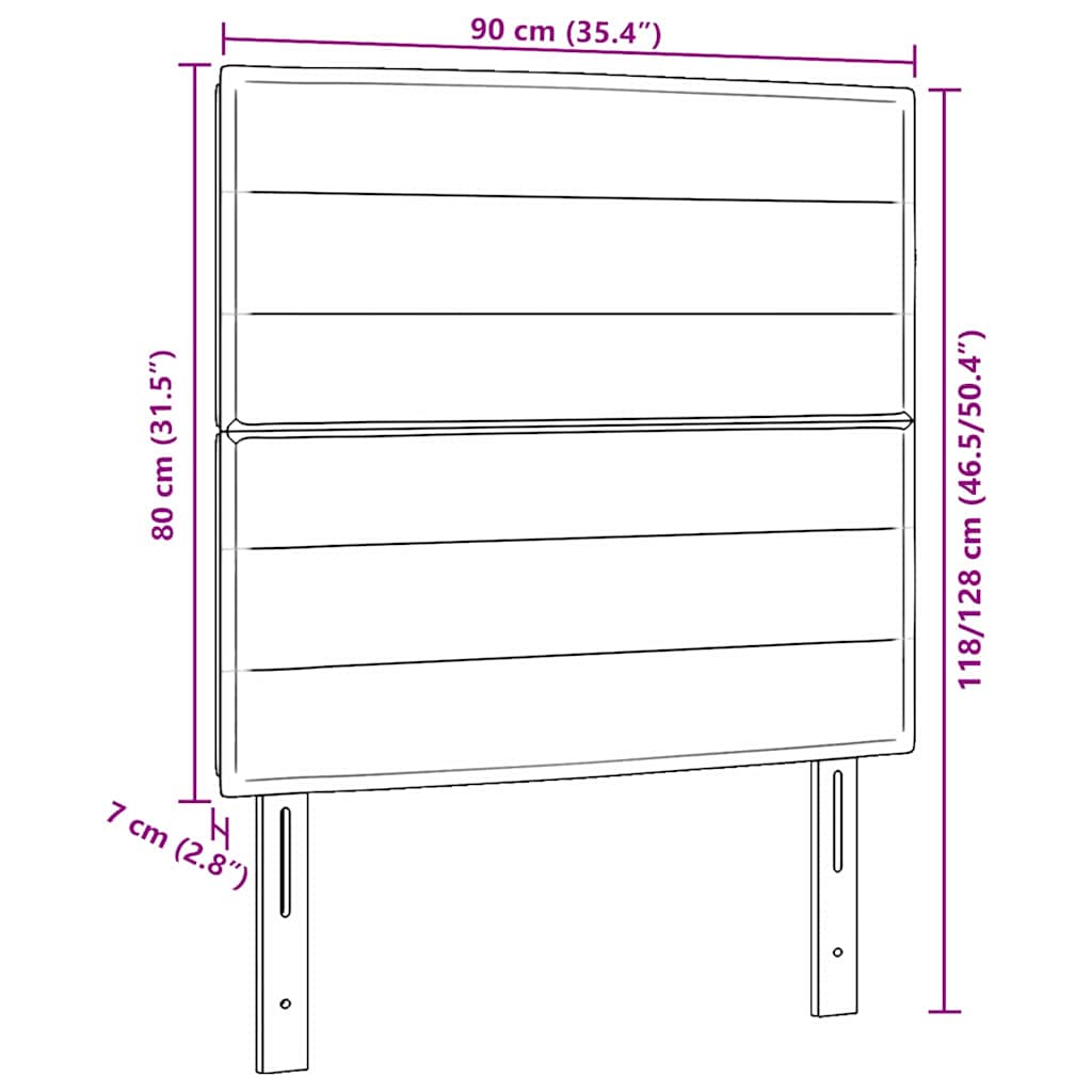 LED Kopfteil mit LED-Lichtleisten Dunkelgrau 90 cm Stoff