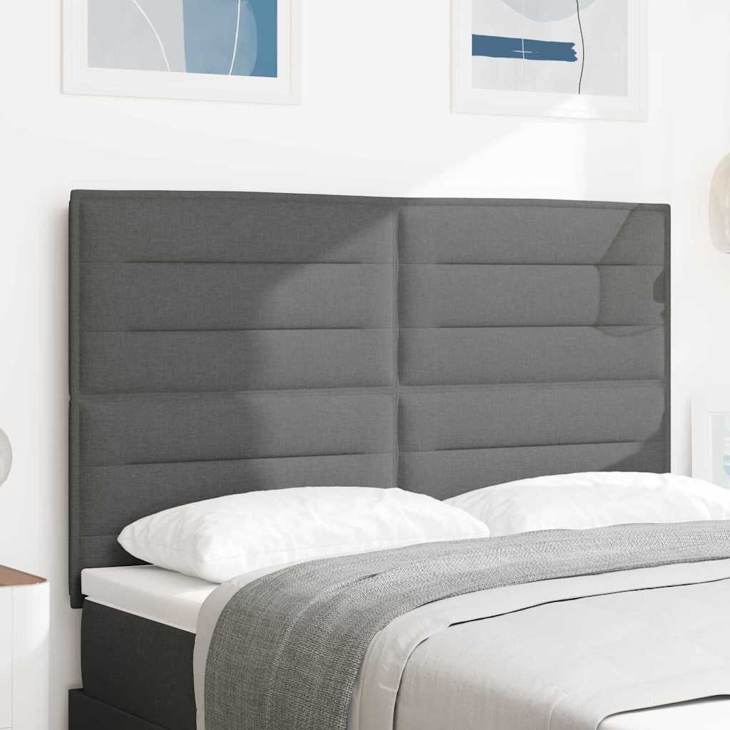 LED Kopfteil mit LED-Lichtleisten Dunkelgrau 160 cm Stoff