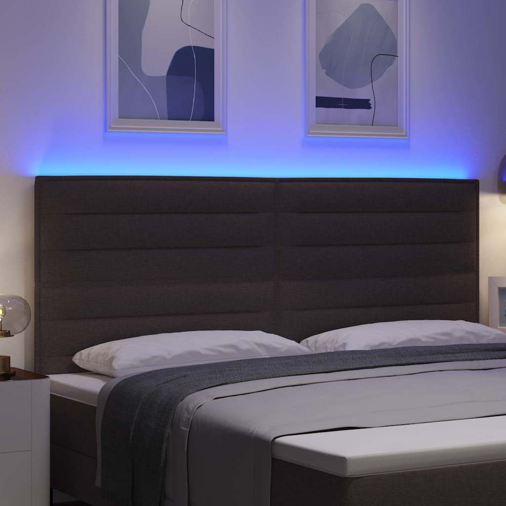 LED Kopfteil mit LED-Lichtleisten Dunkelbraun 200 cm Stoff