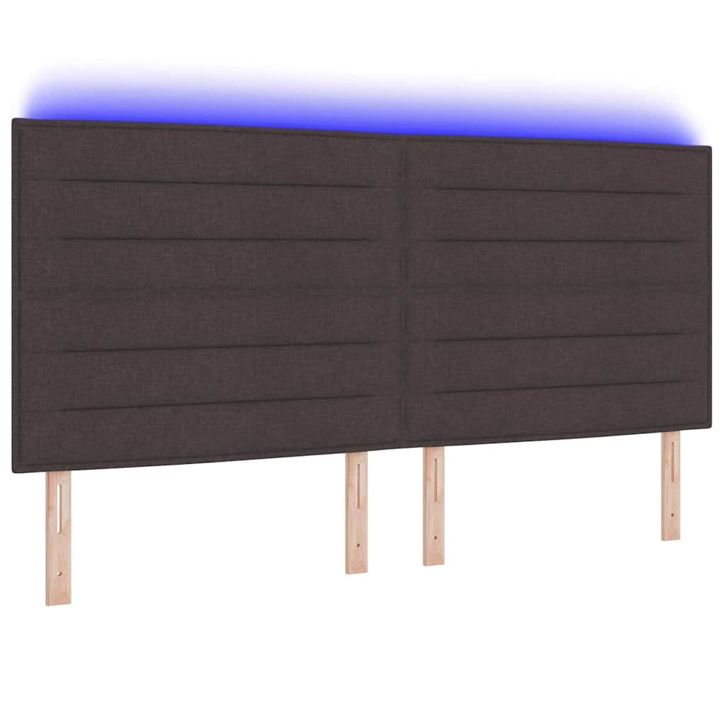 LED Kopfteil mit LED-Lichtleisten Dunkelbraun 200 cm Stoff