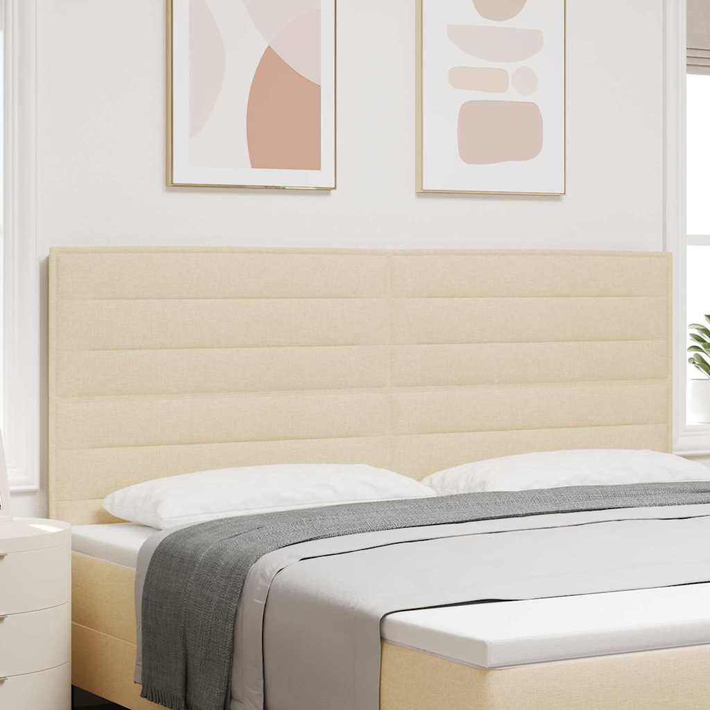 LED Kopfteil mit LED-Lichtleisten Creme 200 cm Stoff