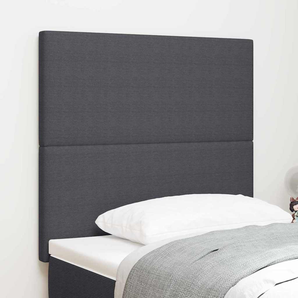 LED Kopfteil mit LED-Lichtleisten Dunkelgrau 80 cm Cordstoff