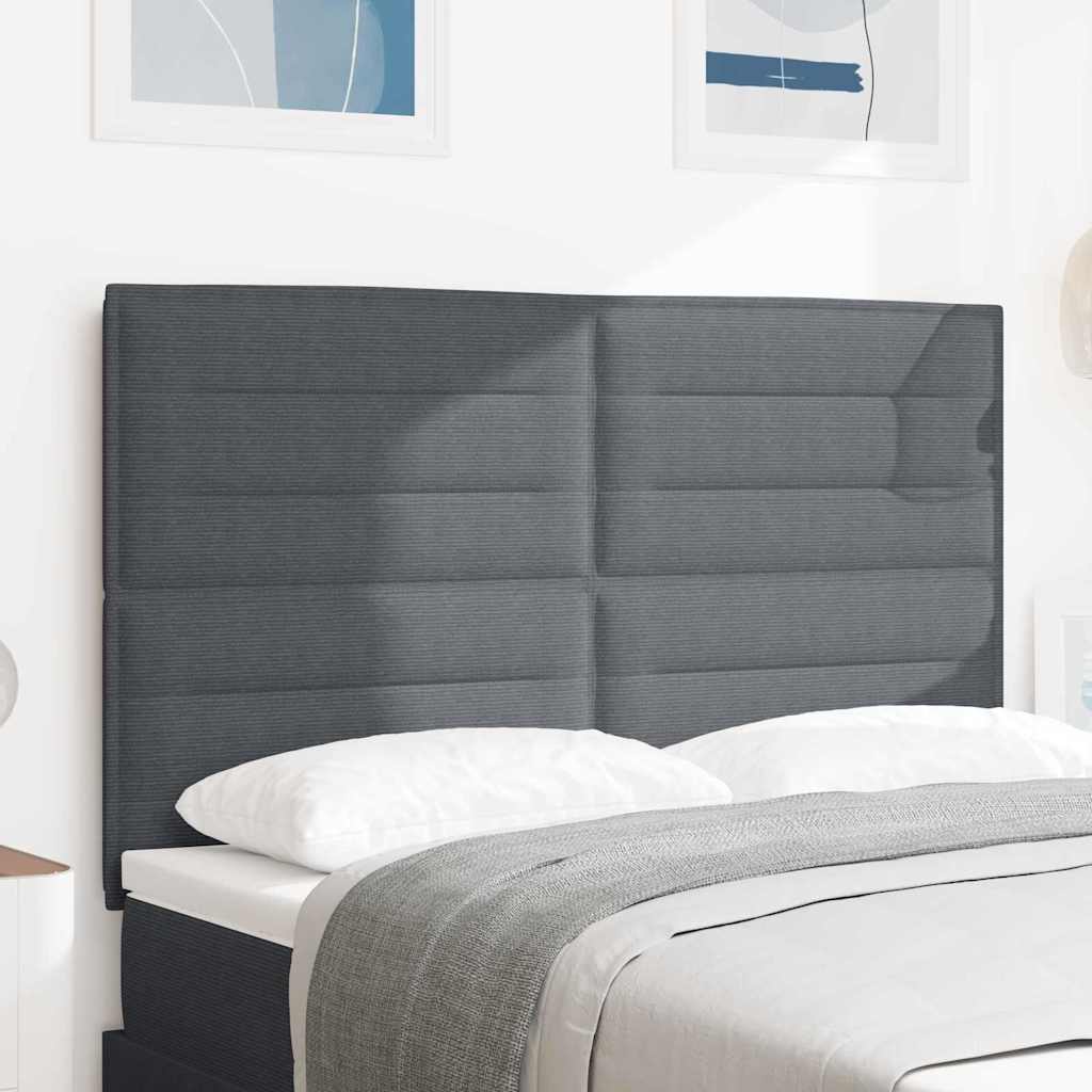 LED Kopfteil mit LED-Lichtleisten Dunkelgrau 160 cm Cordstoff