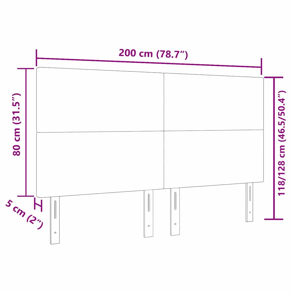 LED Kopfteil mit LED-Lichtleisten Creme 200 cm Cordstoff